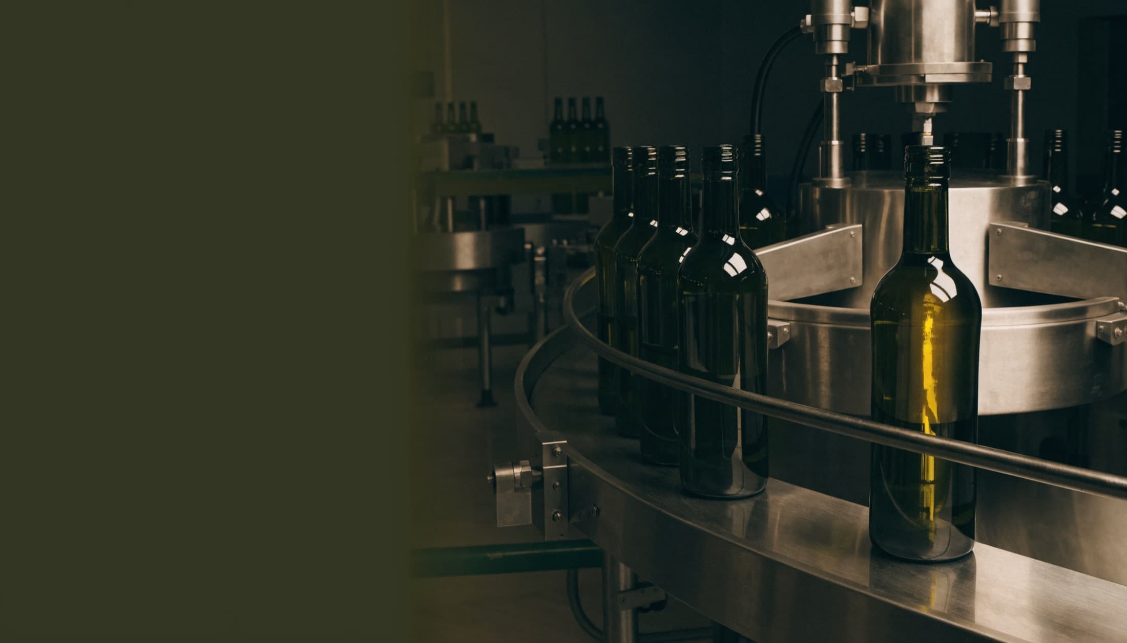 Ligne d'embouteillage de bouteilles d'huile d'olive en verre